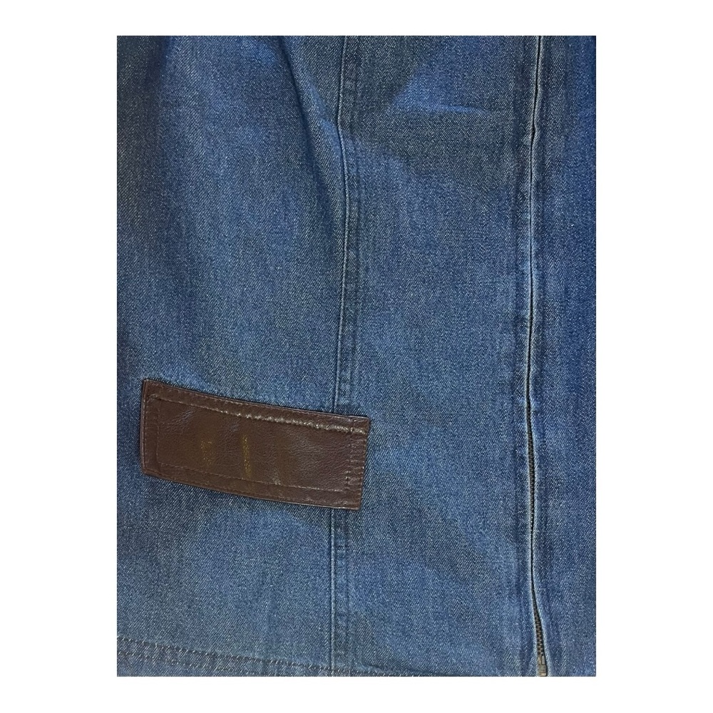 Graff Vintage Denim Vest w/ Leather Trim Collar & Pockets - Picture 6 of 11